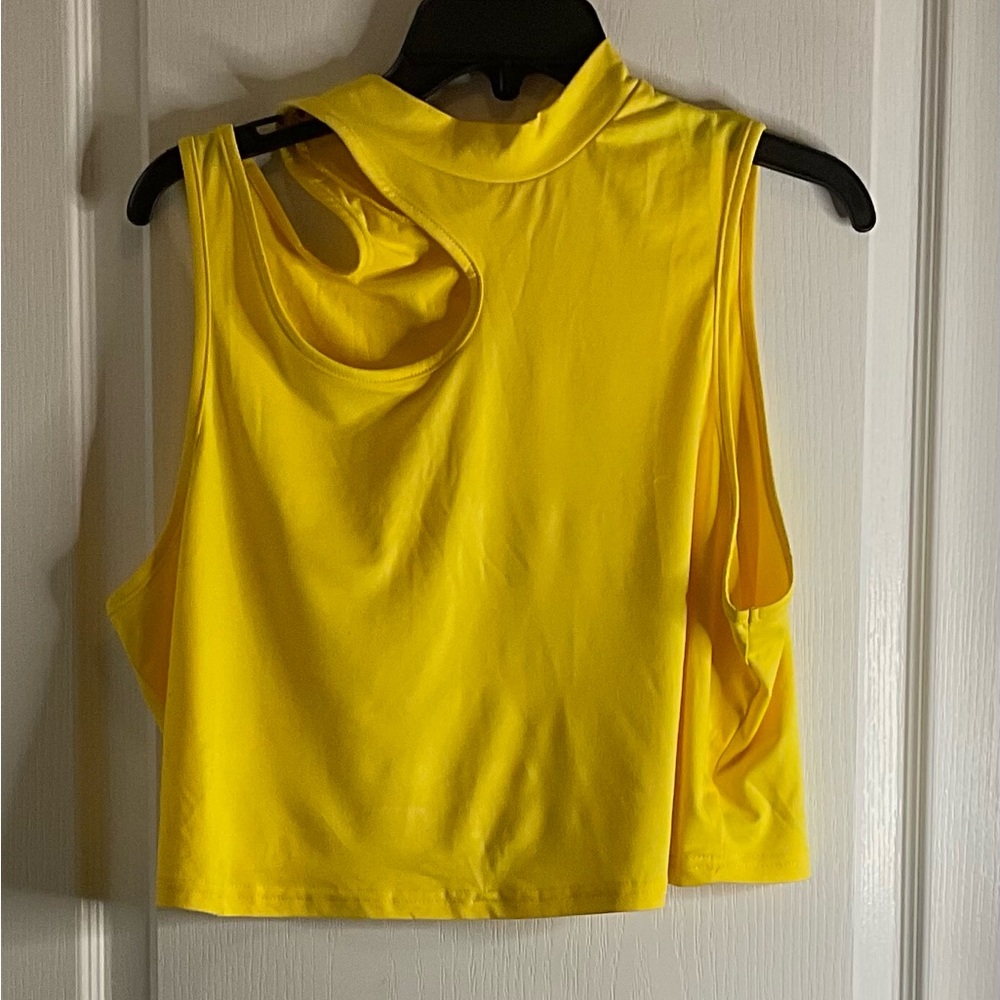 SHEIN Bright Yellow Asymmetrical Cutout Tank Top